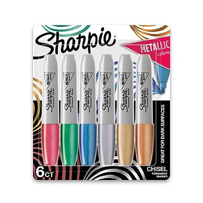 Sharpie - Permanent Markers, Chisel Tip, 6/Pack - Assorted Metallic