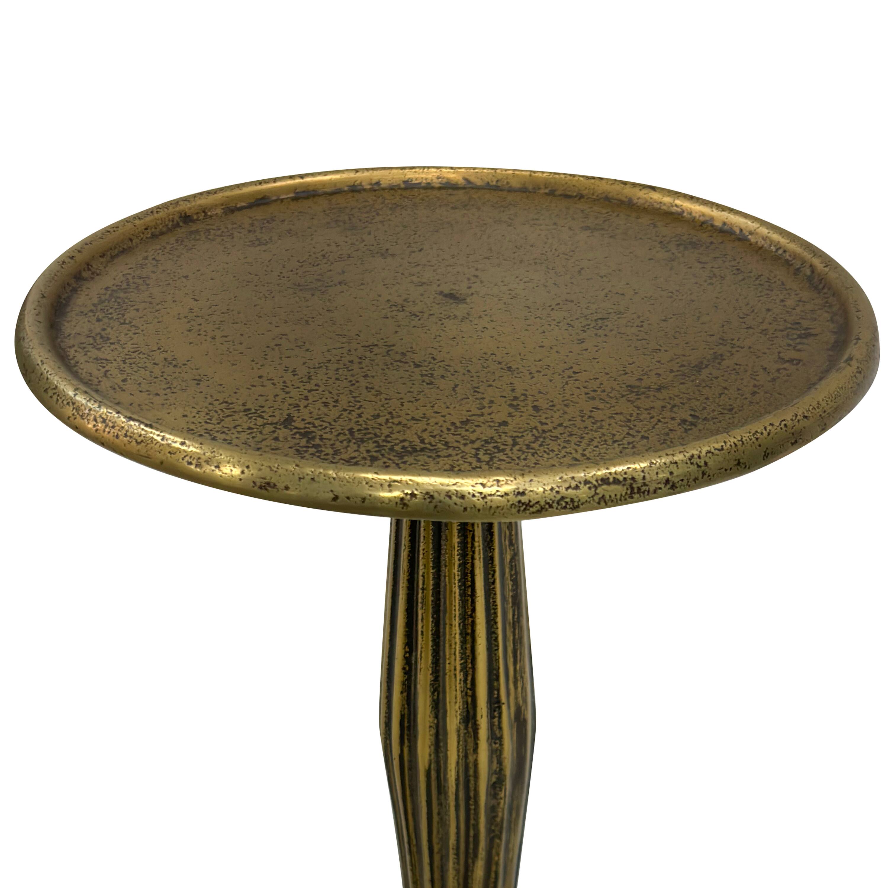 Alt View 1. Manhattan Lane - 12 Inch Side End Drink Table, Fancy Fluted Base, Round Top - Brass.