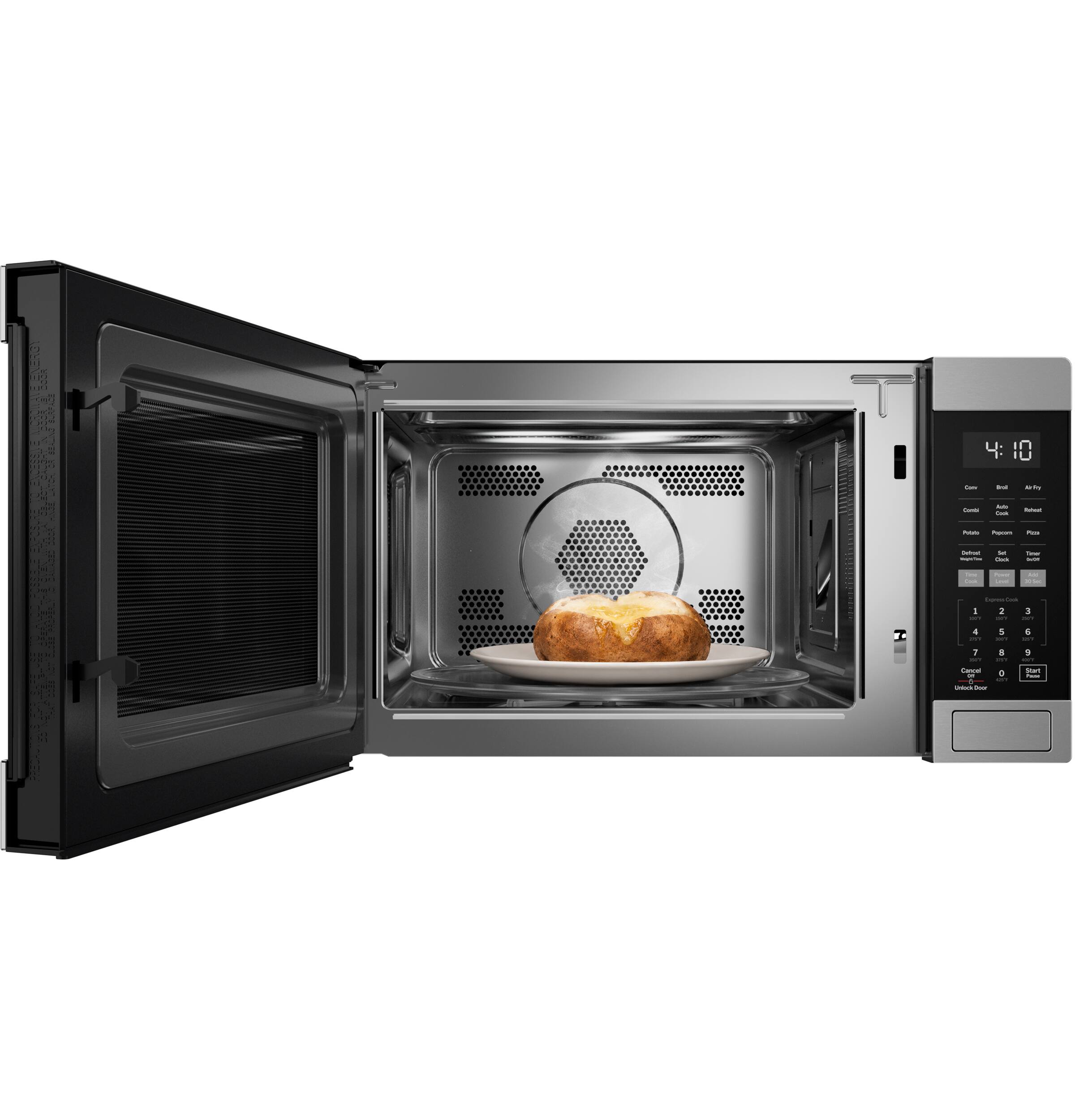 Alt View 6. GE - 1.0 Cu. Ft. Countertop Convection Microwave with Sensor Cooking and Air Fry - Stainless Steel.