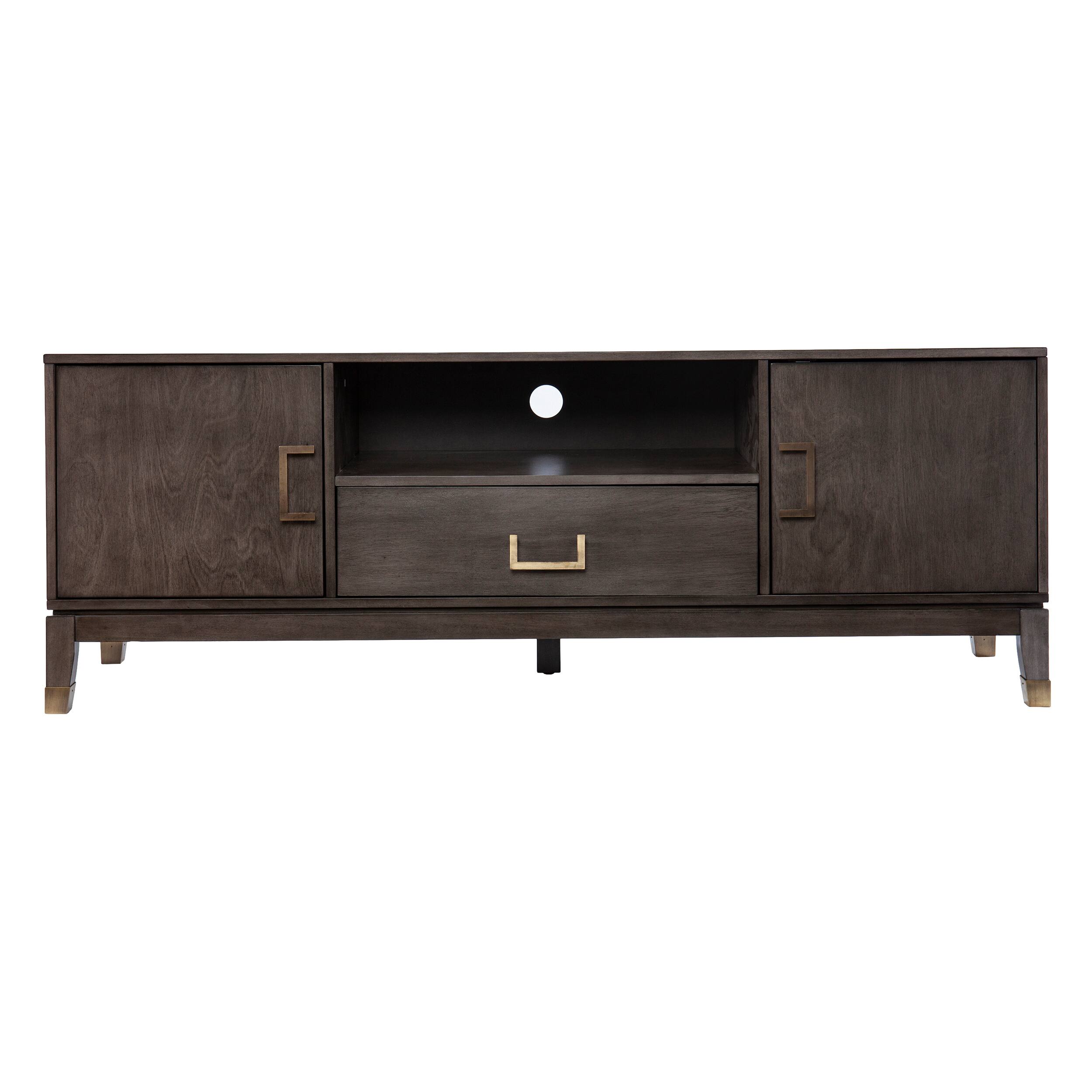 Angle. Spaco - Spaco TV Stand for TVs Up to 65 Inch, Media Console with Storage Cabinets, Drawer,Cord Management for Living Gaming Room - Gray Wash.