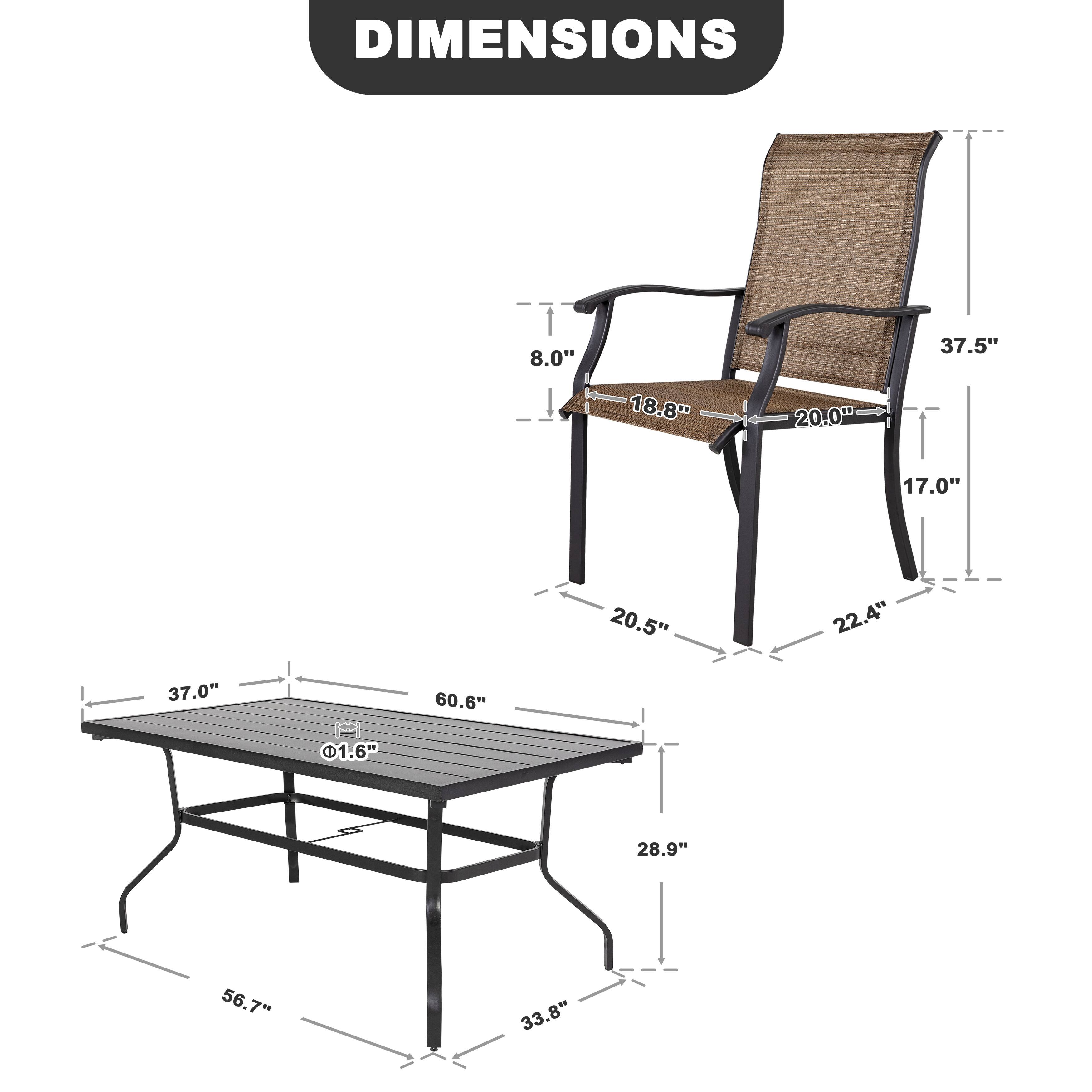 DIMENSIONS

- Height: 37.5"
- Seat Height: 17.0"
- Seat Depth: 18.8"
- Seat Width: 20.0"
- Armrest Height: 20.5"
- Armrest Width: 22.4"
- Table Height: 37.0"
- Table Depth: 37.0"
- Table Width: 60.6"
- Table Thickness: 1.6"
- Table Leg Width: 56.7"
- Table Leg Height: 28.9"
- Overall Width: 56.7"
- Overall Depth: 33.8"