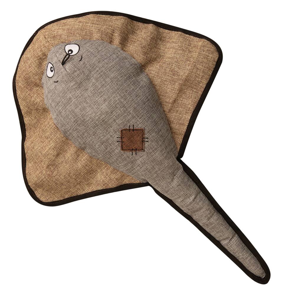 Left. KONG - Snugarooz Sally the Stingray Plush Dog Toy in Plush Dog Toy - Gray|Brown.