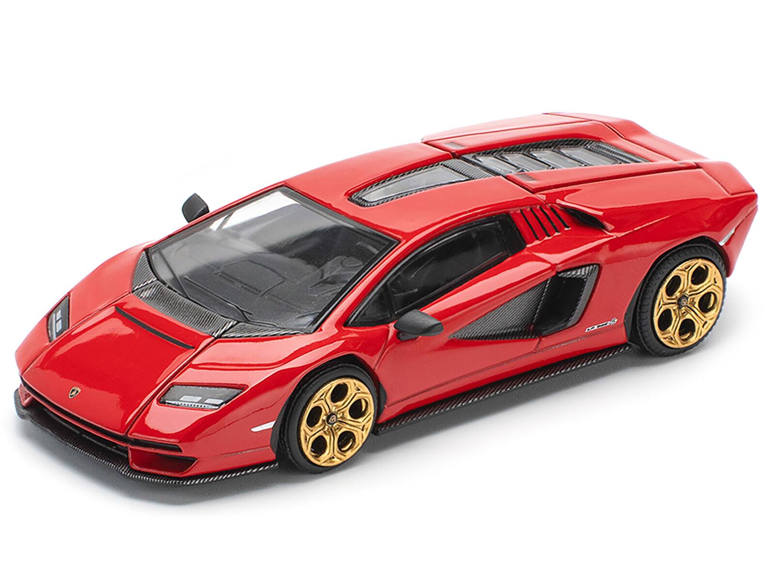 Alt View 1. Pop Race - Lamborghini Countach LPI 800-4 Red with Carbon Accents 1/64 Die Cast Model Car by Pop Race.