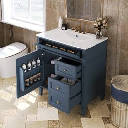 Loheer - 30 Inch Bathroom Vanity with Sink Modern Single Sink Bathroom Vanity - Blue