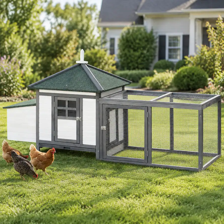 Shead Rundown RYHNUYNE 77 in Wooden Chicken Coop, Fir Wood Hen House, Nesting Box ...