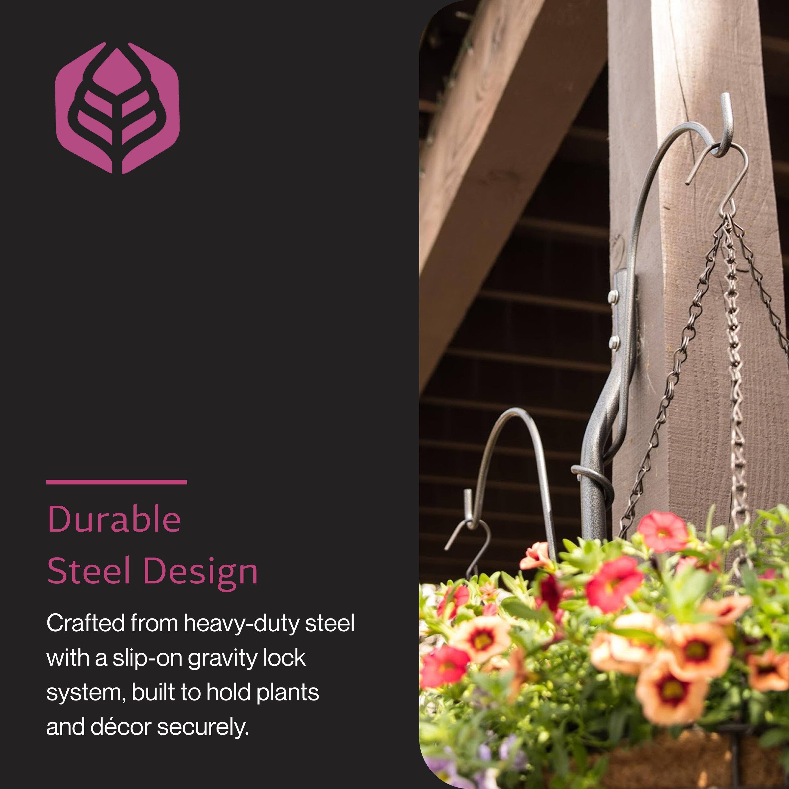 Durable Steel Design  
Crafted from heavy-duty steel with a slip-on gravity lock system, built to hold plants and décor securely.