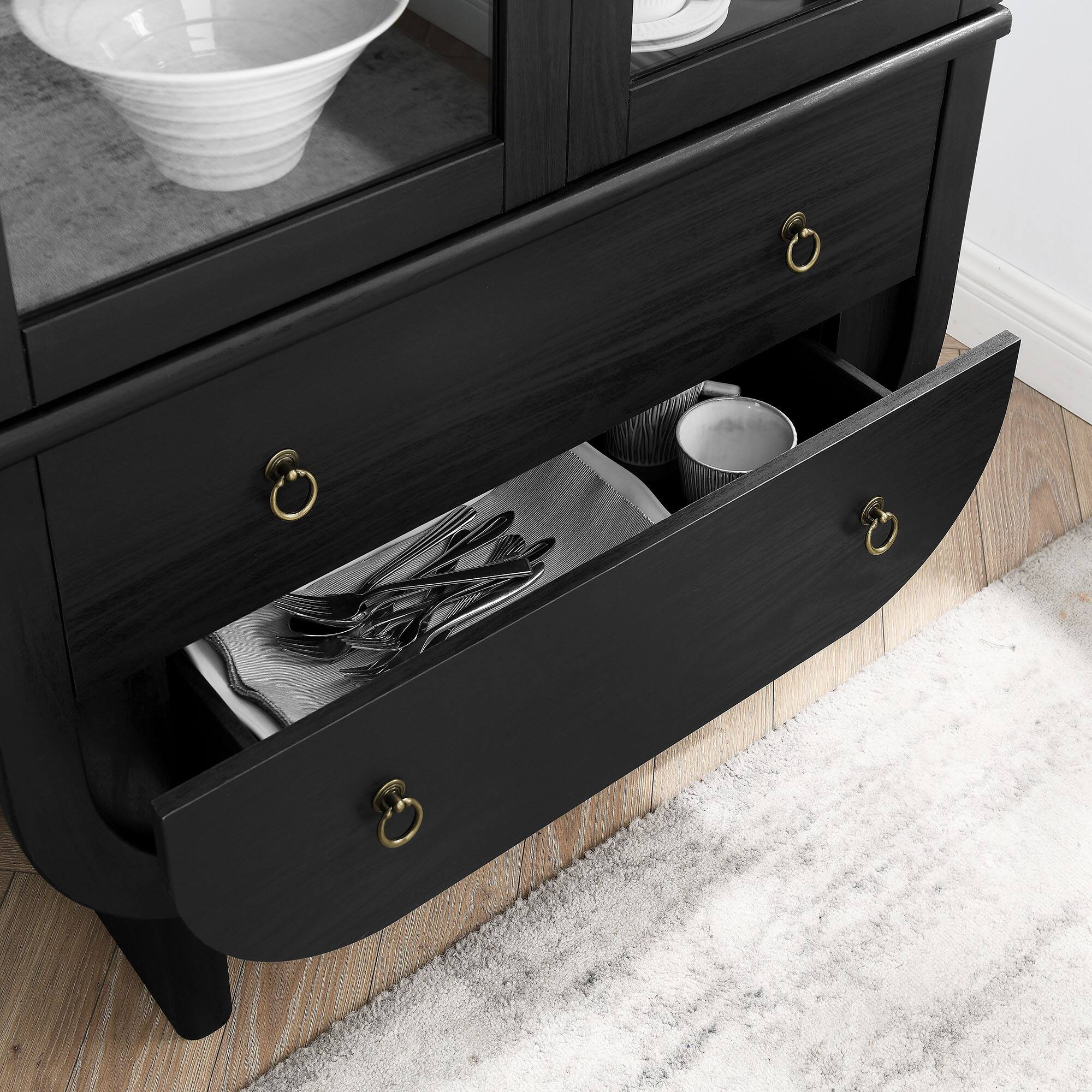 Alt View 2. Modway - Nyx Arched Display Cabinet by Modway - Black Light Oak.