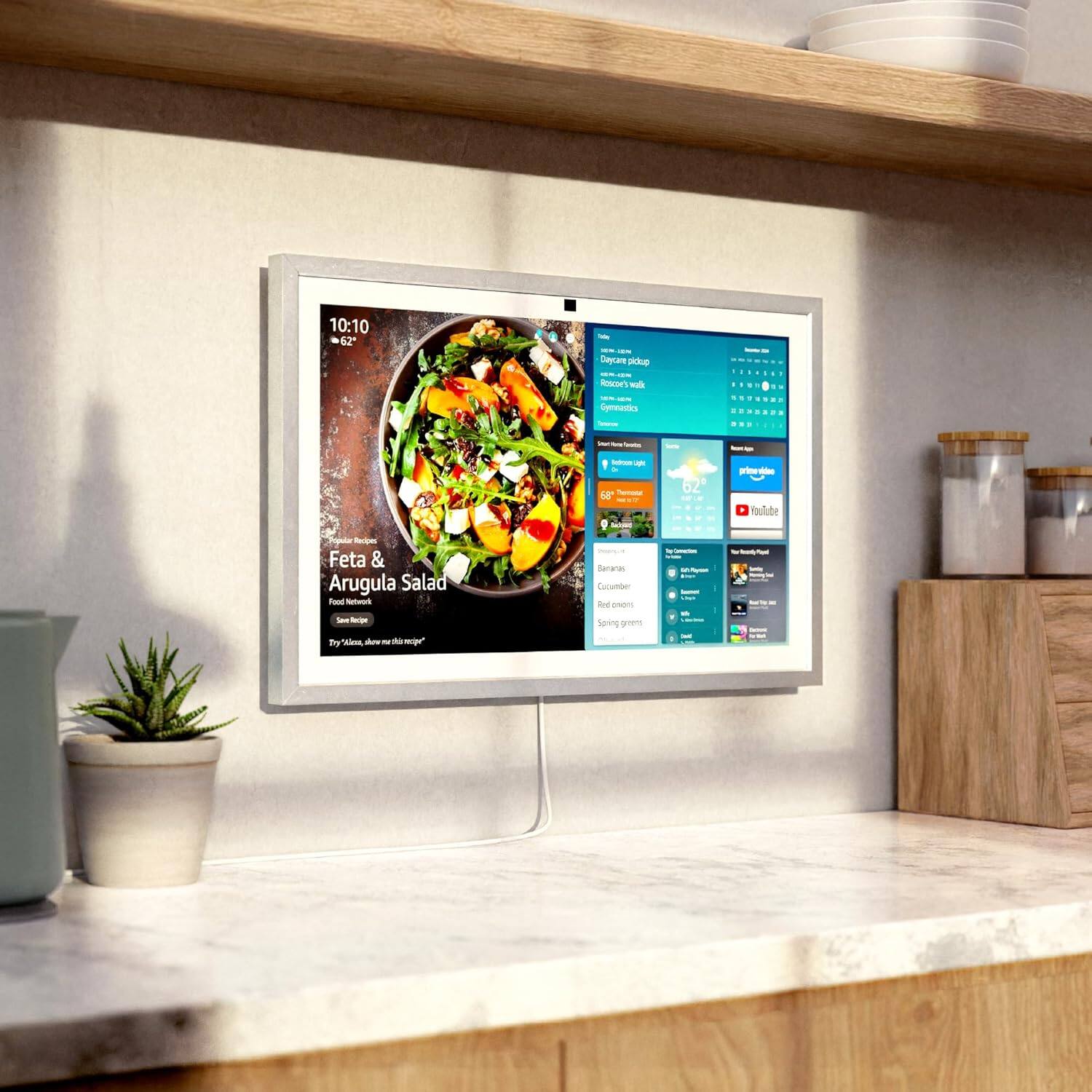 10:10  
62"  
Daptare pouep - Rescon wad - Opereuntics - 68 - 62 - or Youlube  
Feta & Arugula Salad  
- Baranas  
- Cucumber  
- Red onions  
- Spring greens  
- Seving griem by K