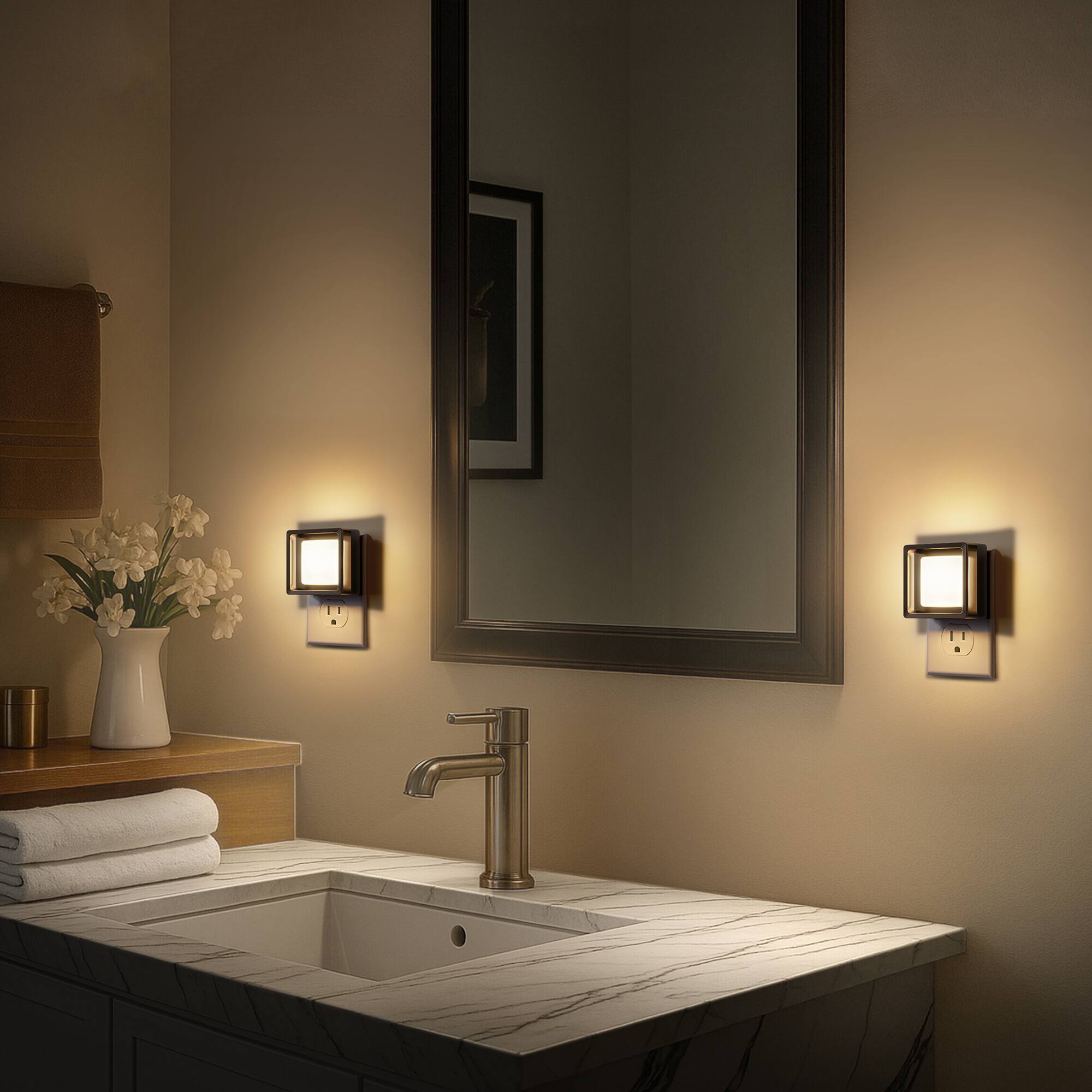 Alt View 3. Jandcase - JANDCASE 4-Pack 1W  Plug-in Night Light, 3000K Warm Glow, Compact Philips-Style Design,  0-100%, Dusk-to-Dawn Sensor - Black.