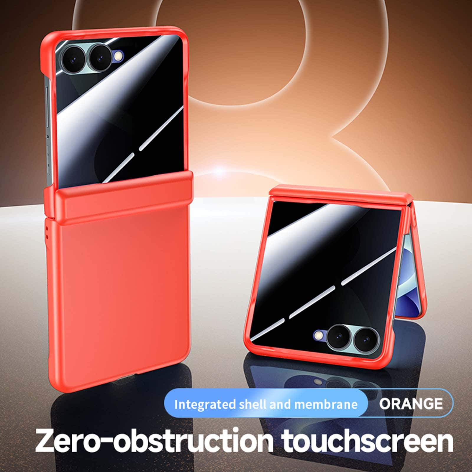 Dteck - Full Body Case Built-in Screen Protector For Samsung Galaxy Z Flip8 Slim Fit Shockproof Rugged Hinge Protection Cover - Orange(Privacy Film) price history on PriceWatchPro