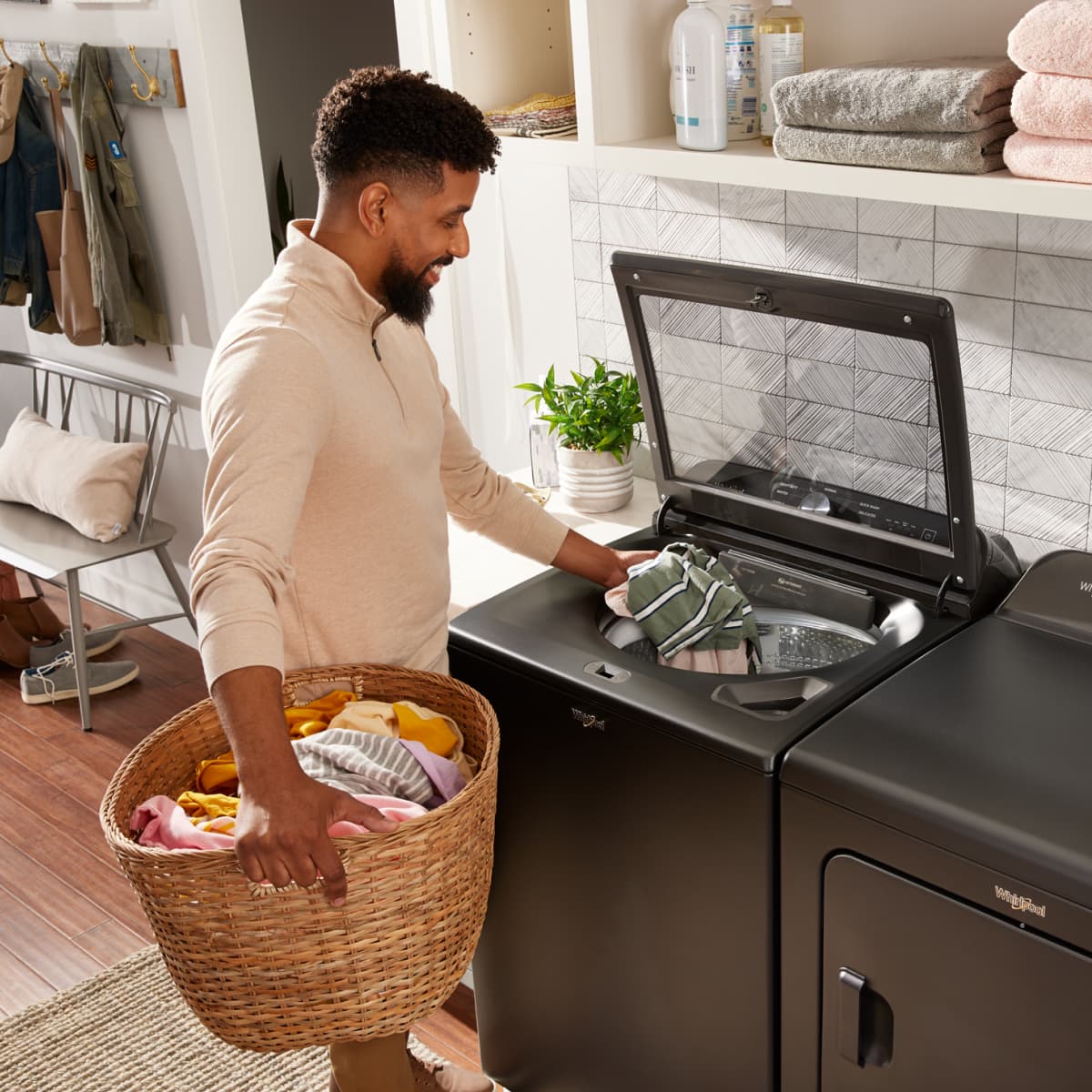 Alt View 7. Whirlpool - Whirlpool - 5.3 Cu. Ft. High Efficiency Top Load Washer with 2 in 1 Removable Agitator - Volcano Black - Volcano Black.