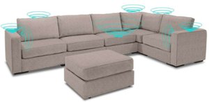 Lovesac - 6 Seats + 8 Sides Corded Velvet & Standard Foam with 10 Speaker Immersive Sound + Charge System - Venetian Taupe - Front_Zoom
