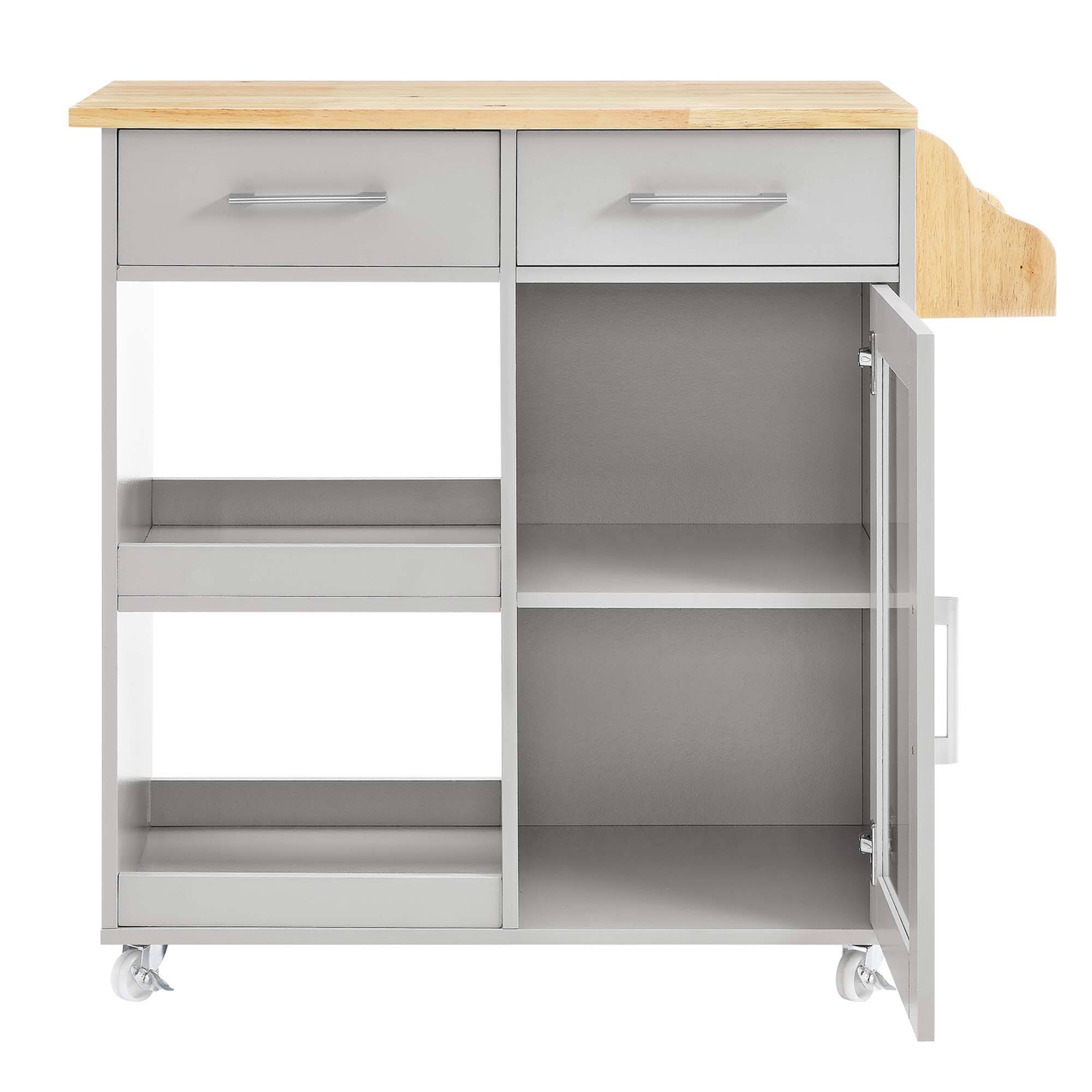 Alt View 5. Modway - Culinary Kitchen Cart With Spice Rack by Modway - Light Gray Natural.