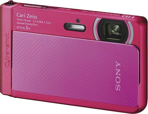 Left. Sony - DSC-TX30 18.2-Megapixel Waterproof Digital Camera - Pink.