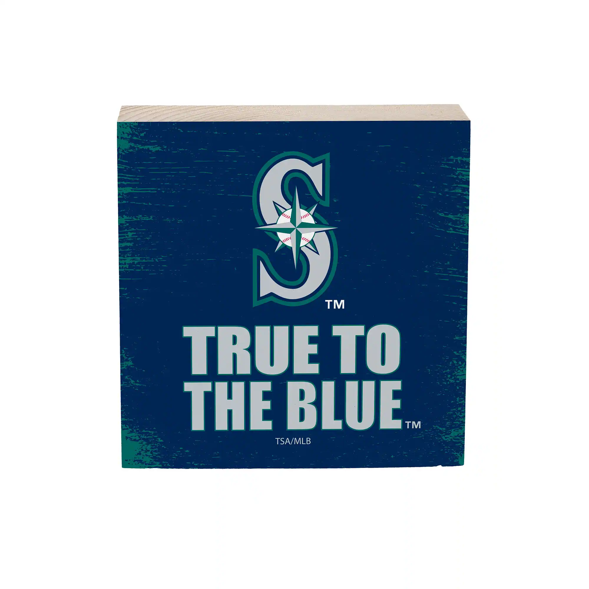 Evergreen Enterprises - Seattle Mariners 6" Square Fan Chant Wood Block Shelf Sign - Multicolor