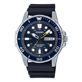 Casio - Men’s Blue Dial Solar Stainless Steel Sport Wristwatch - MTP-S110-2AVCF - Black