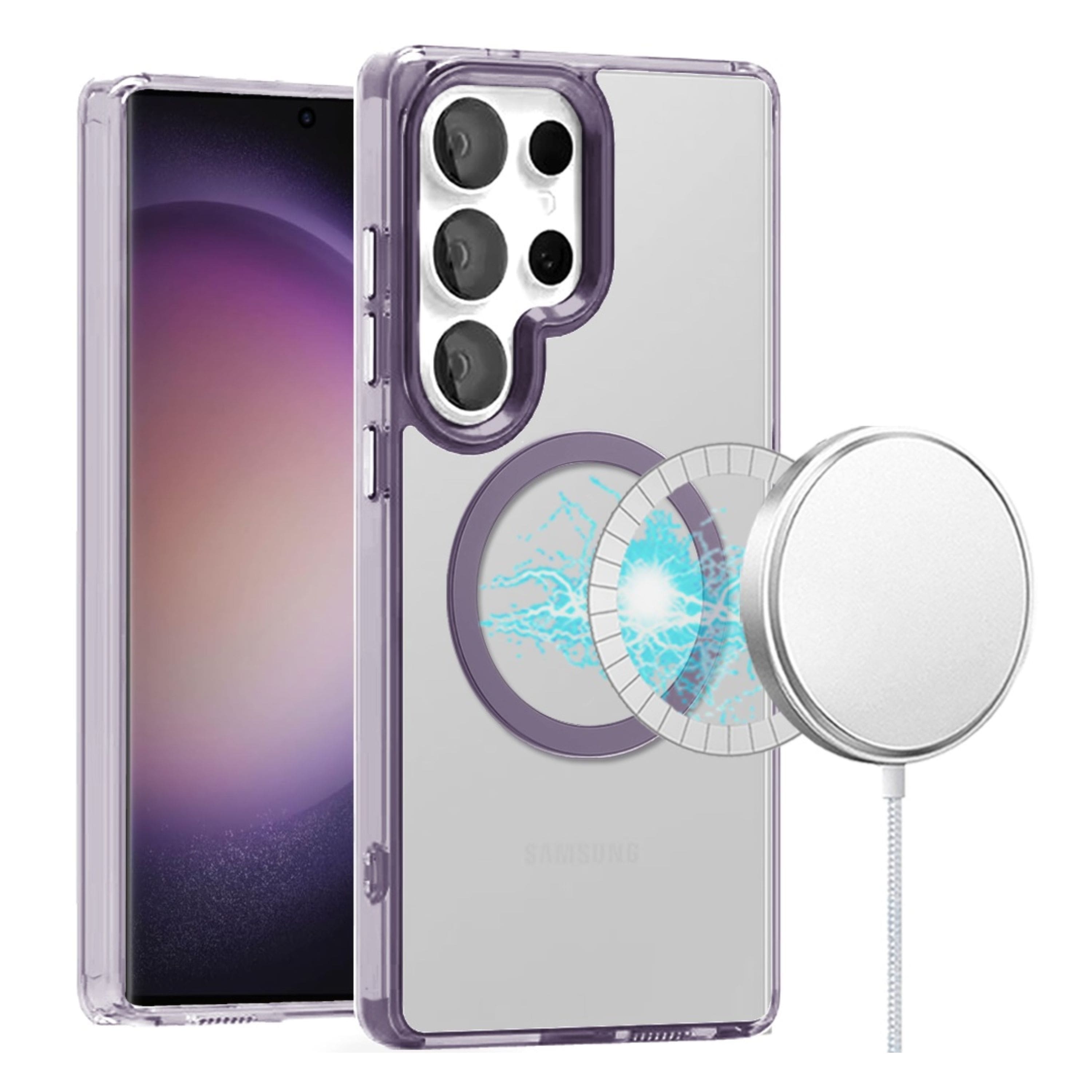 Kitcheniva - Trans-Clear Acrylic Phone Case With Metal Buttons For Samsung S23 Ultra - Light Purple