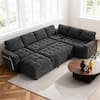 Front. Vipbear - Vipbear 7-Seat Modular Sectional Sleeper Sofa with Pull-Out Bed, Reclining Backrest, USB Ports, Table, LED Lights,Black - Black.