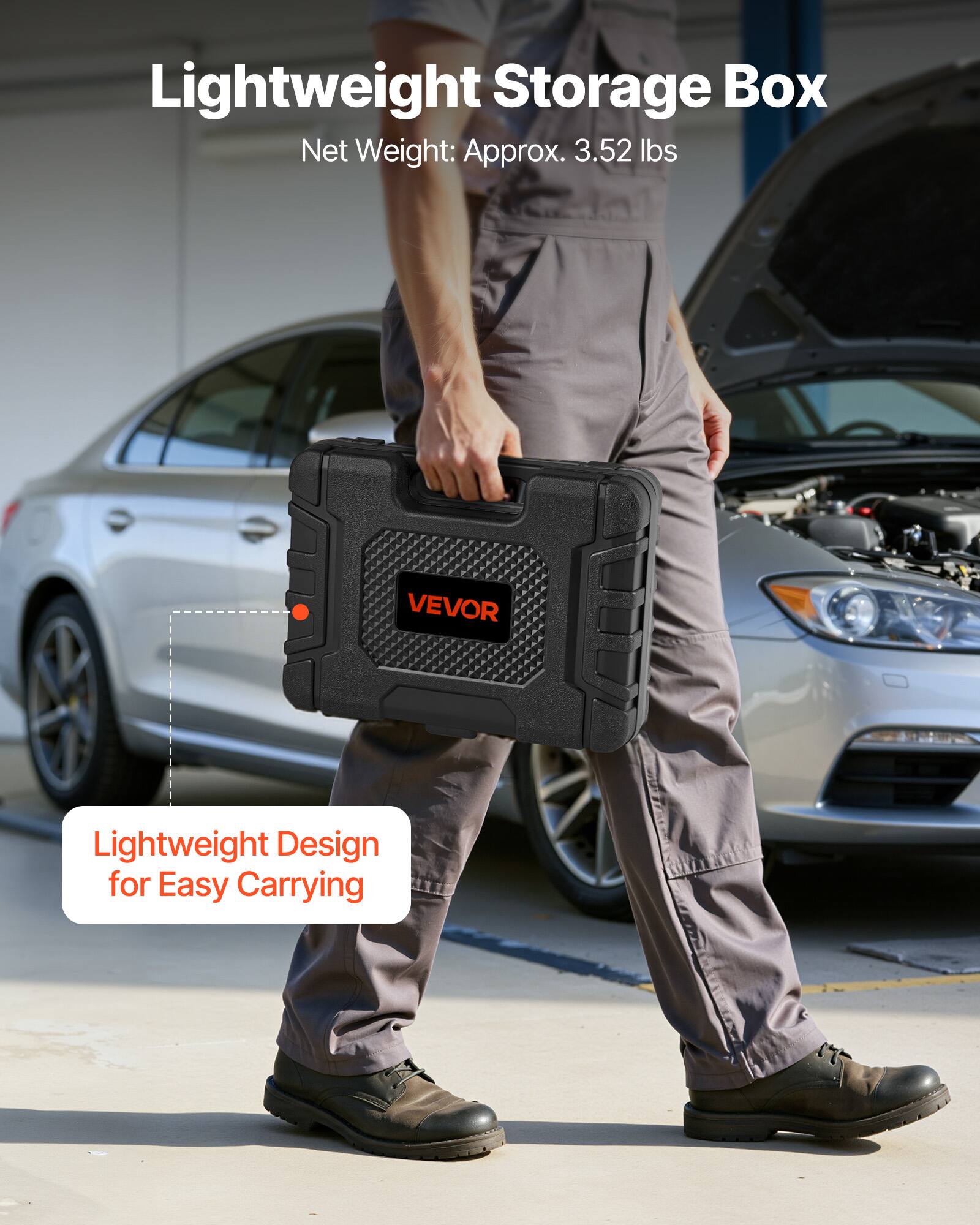 Lightweight Storage Box  
Net Weight: Approx. 3.52 lbs  

VEVOR Lightweight Design for Easy Carrying