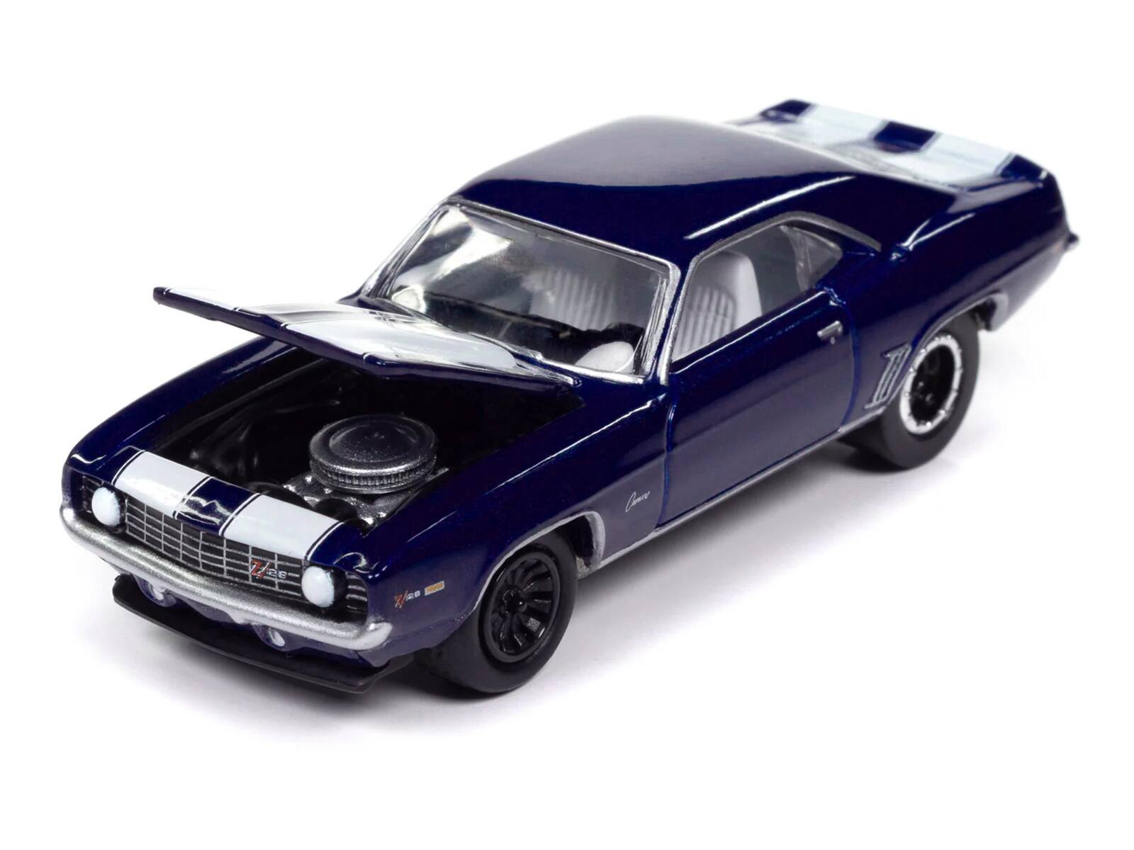 Alt View 2. Johnny Lightning - 1969 Chevrolet Camaro Z28 Blue Metallic with White and Interior "Muscle Cars USA" 1/64 Model Car by Johnny Lightning.
