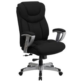 Emma + Oliver - 400 lb. Big & Tall High Back Ergonomic Office Chair, Silver Adjustable Arms - Black Fabric