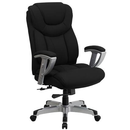 Front. Emma + Oliver - 400 lb. Big & Tall High Back Ergonomic Office Chair, Silver Adjustable Arms - Black Fabric.