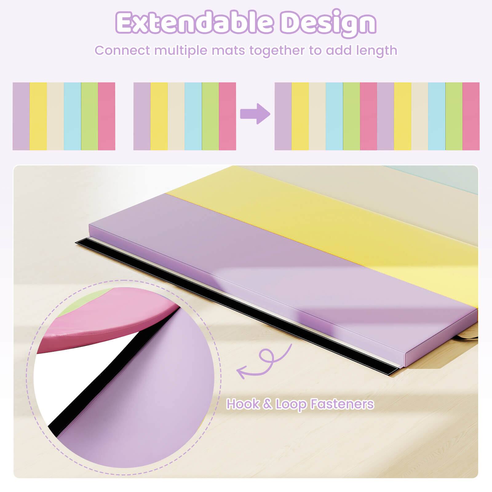 Extendable Design  
Connect multiple mats together to add length  
Hook & Loop Fasteners