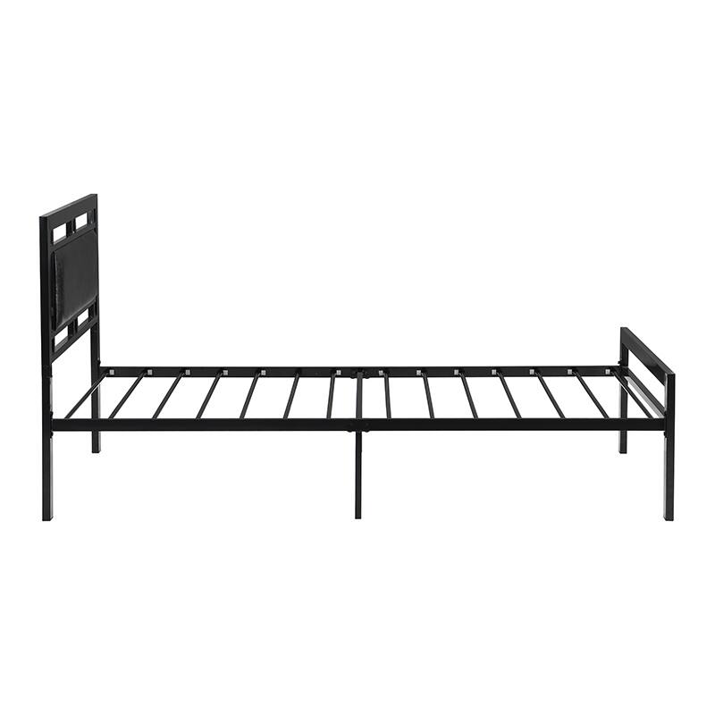 Alt View 1. LUCKY ONE - Twin Size Metal Bed Frame with Headboard - Black.