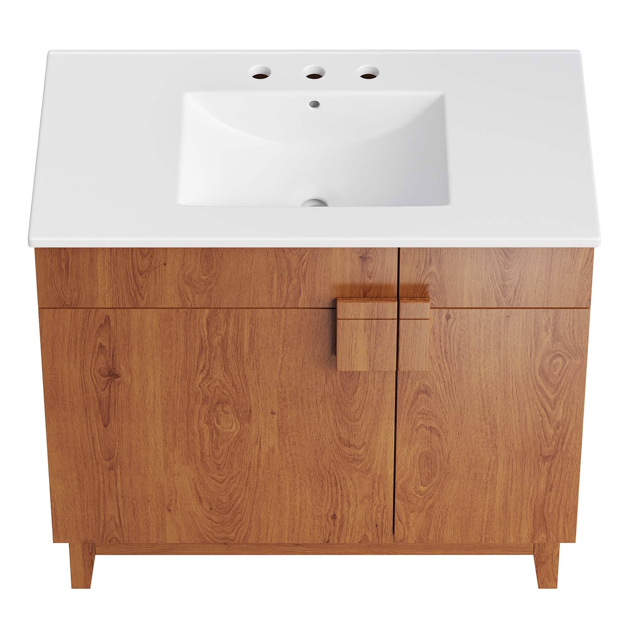 Alt View 5. Modway - Miles Bathroom Vanity Basin Included by Modway - White Walnut.