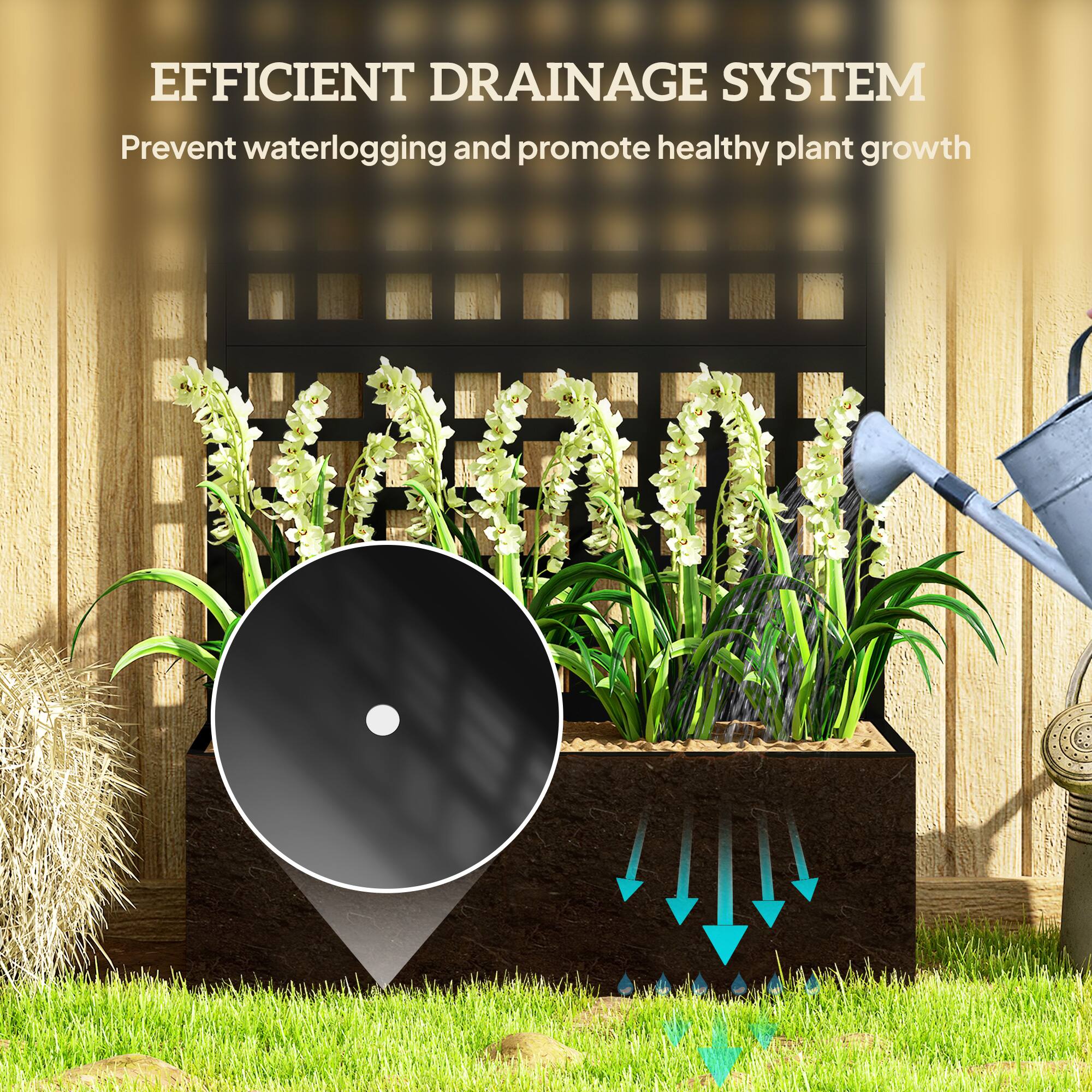 EFFICIENT DRAINAGE SYSTEM  
Prevent waterlogging and promote healthy plant growth
