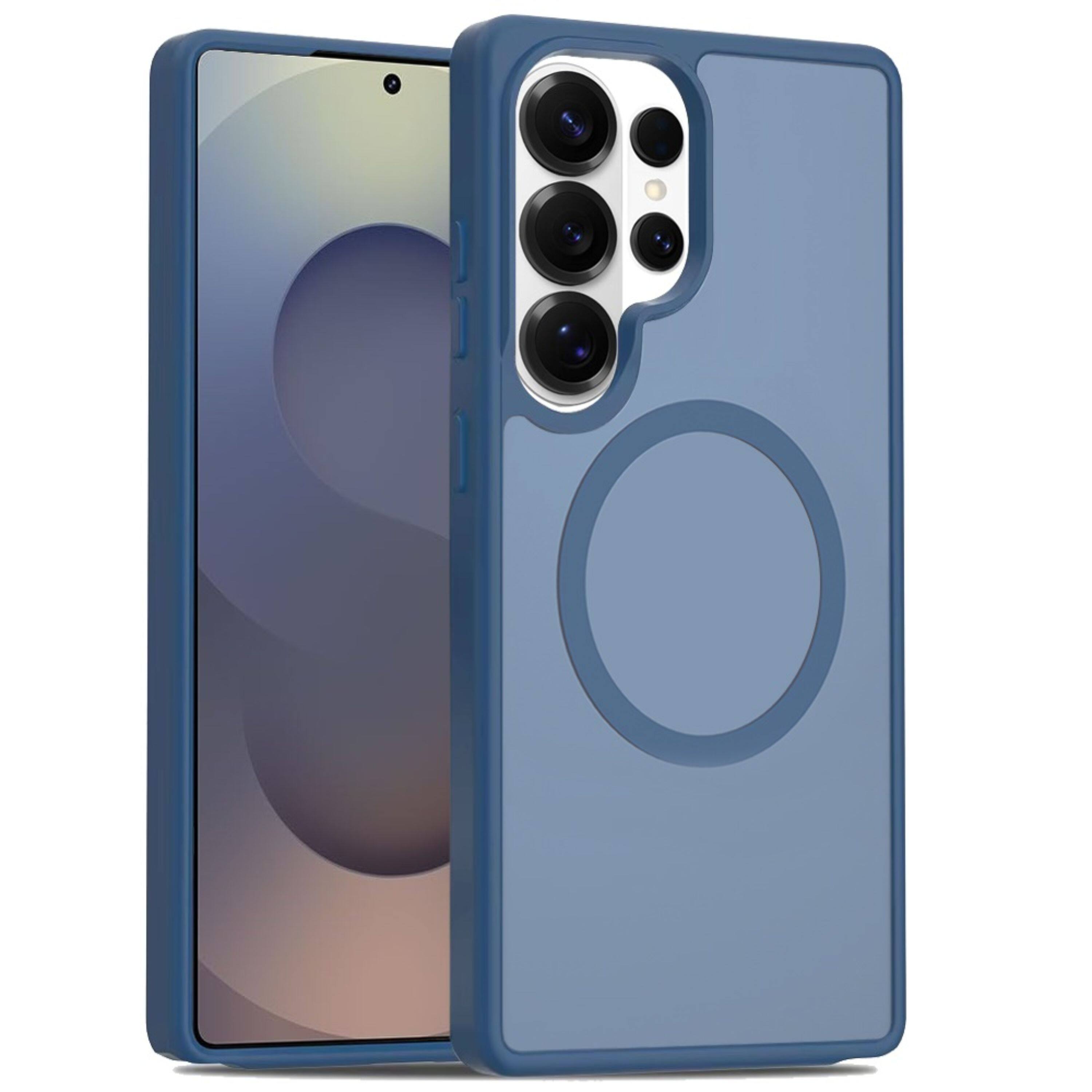 Left. Kitcheniva - Magnetic Circle Smooth Translucent Plus Tempered Glass For Samsung S26 Ultra Case Navy Blue - Navy Blue.