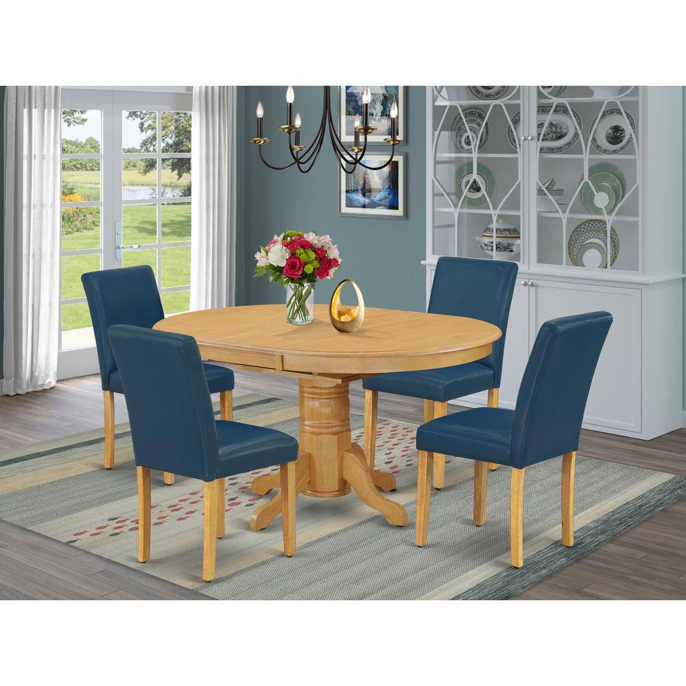 Back. East West Furniture - Dining Room Set Oak - Brown.