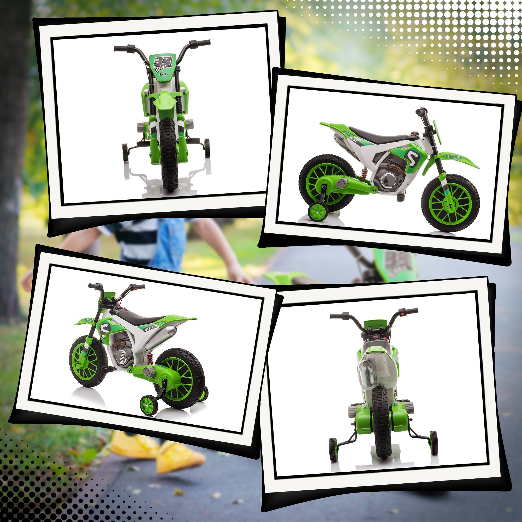 Alt View 4. Aosom - 12V Kids Motorcycle, Electric Motor Bike, Battery-Powered Ride-On Toy with Charging Battery, Training Wheels.