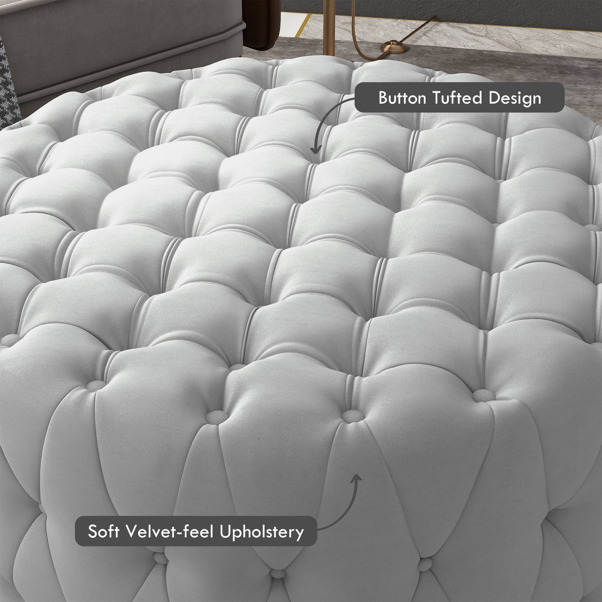 Button Tufted Design, Soft Velvet-feel Upholstery