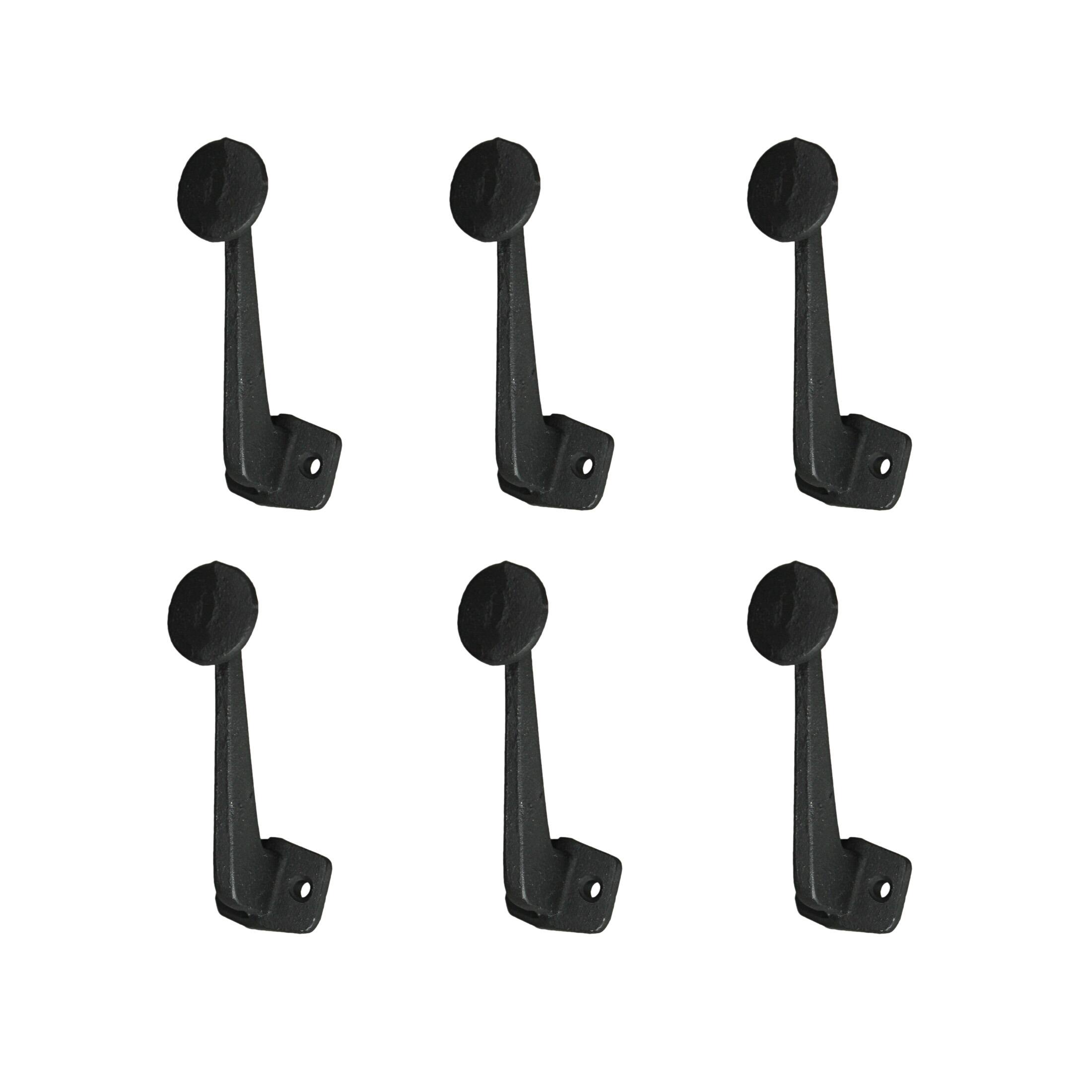 Front. Things2Die4 - Set of 6 Cast Iron Typewriter Key Button Coat Hooks Wall Mounted Towel Hanging Rack - Black.