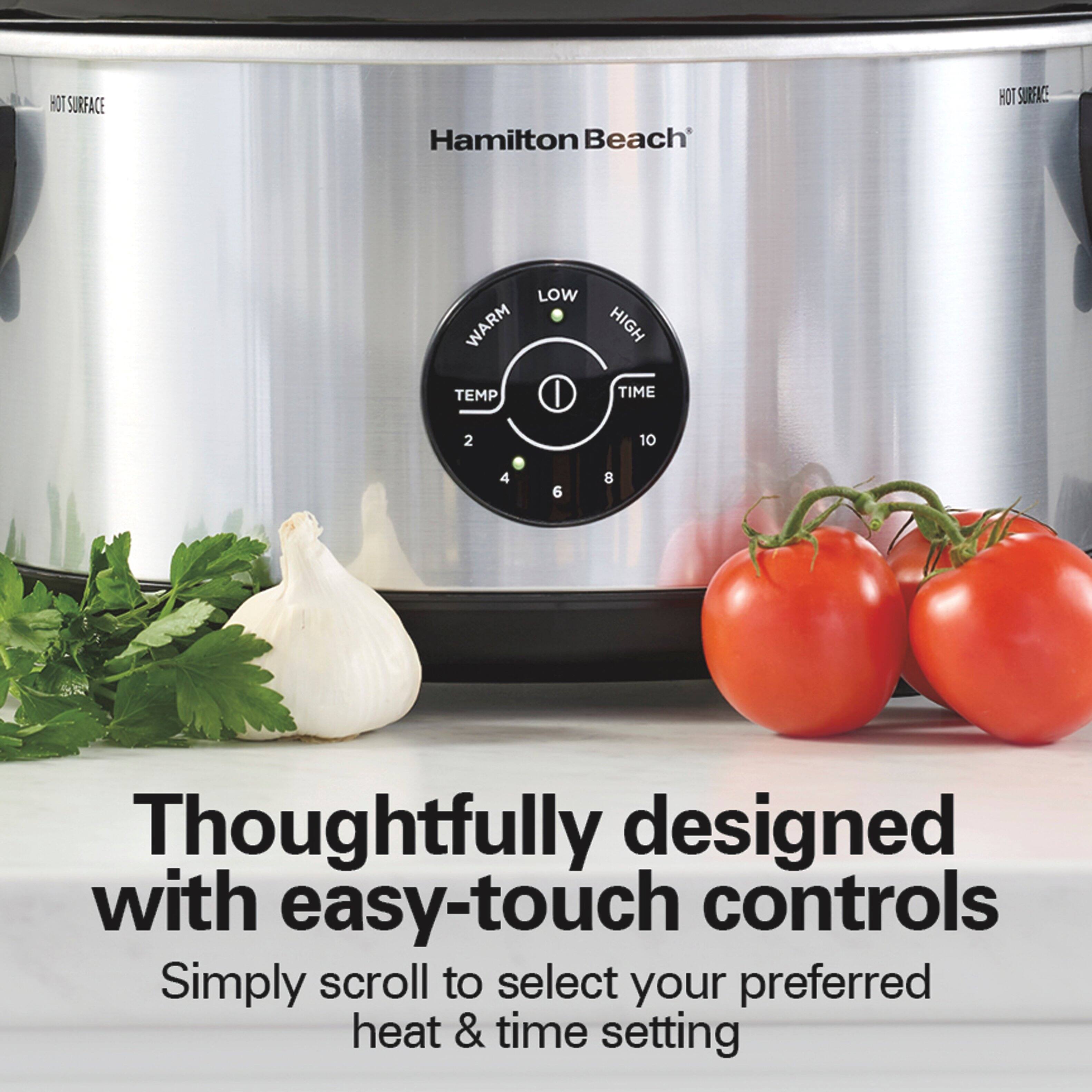 HOT SURFACE  
Hamilton Beach  
HOT SURFACE  
LOW WARM TEMP  
HIGH TIME  
2  
10  
4  
6  
8  

Thoughtfully designed with easy-touch controls  
Simply scroll to select your preferred heat & time setting