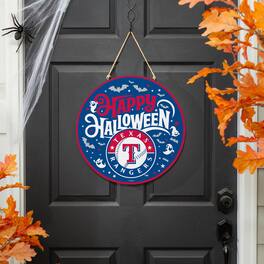 Evergreen Enterprises - Texas Rangers 18" Happy Halloween Wooden Round Door Sign - Multicolor
