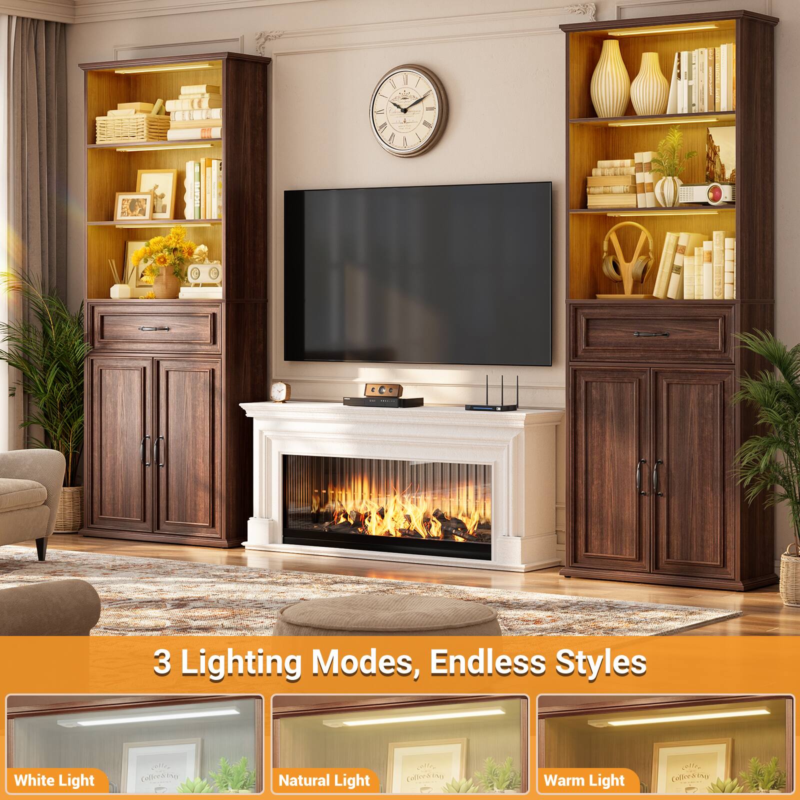 3 Lighting Modes, Endless Styles

White Light
Natural Light
Warm Light