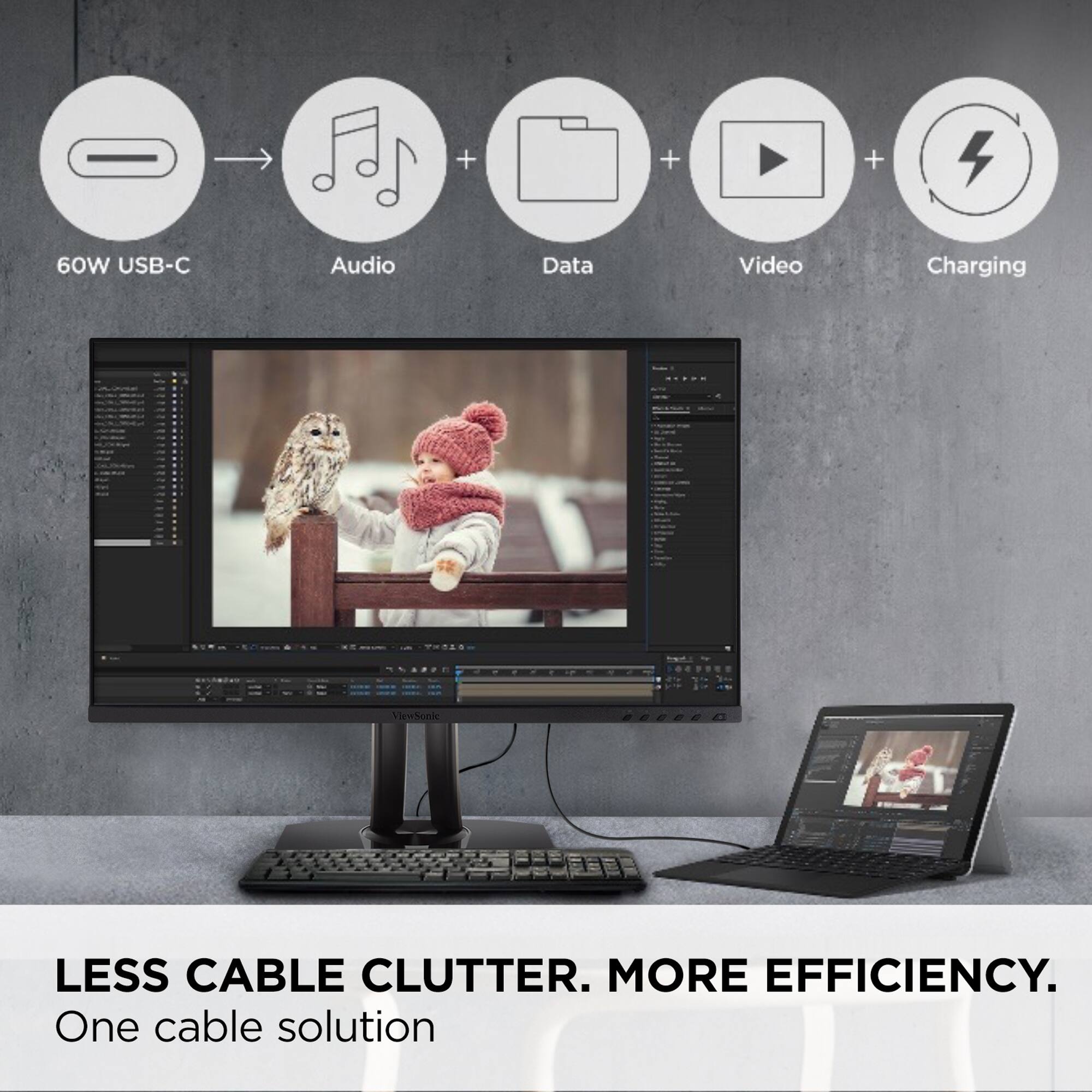 Less Cable Clutter. More Efficiency. One Cable Solution.