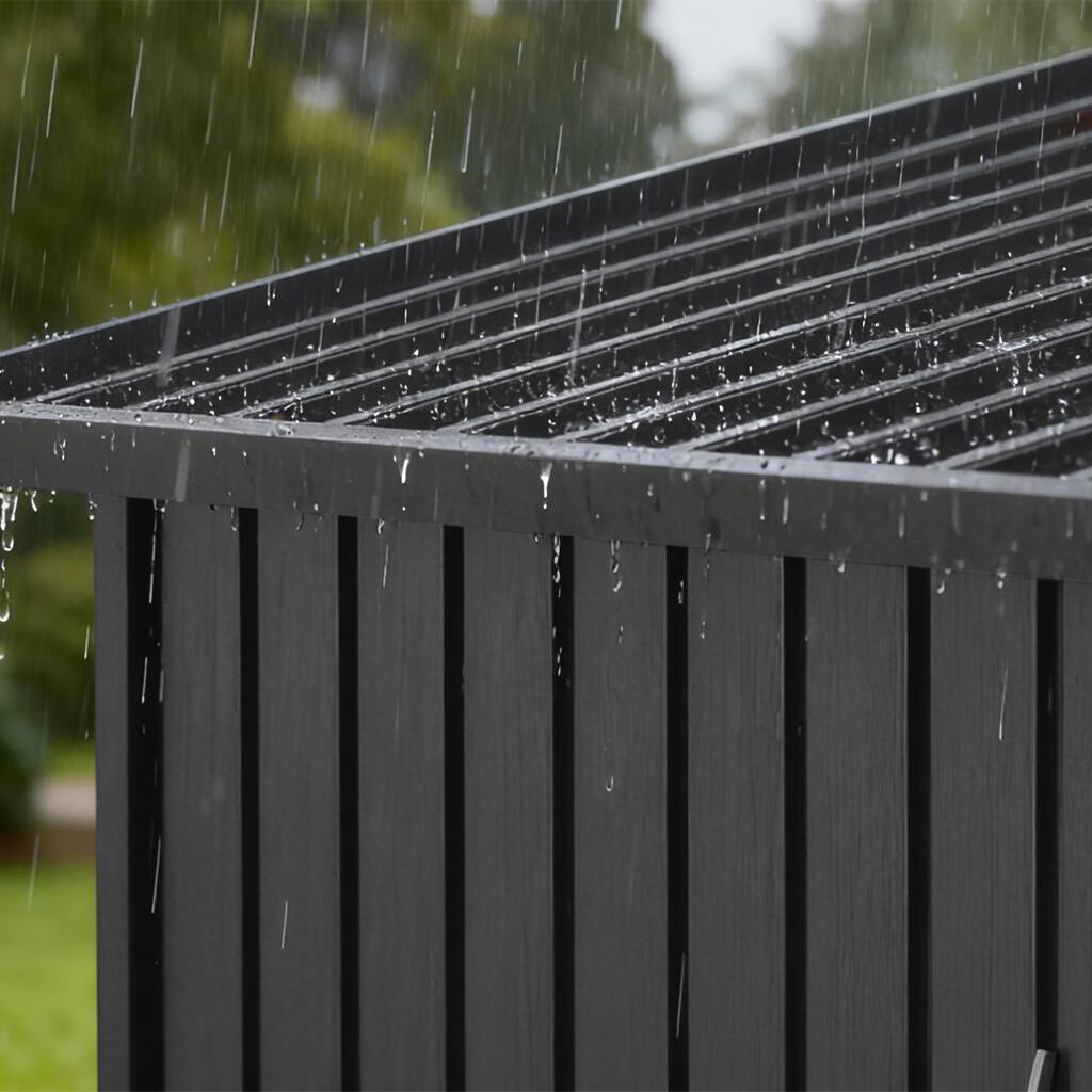 Alt View 4. CloudRest Pro - 6 x 4 FT Outdoor Storage Shed Lockable Doors Tool Sheds with Sloping Roof Steel Garden Shed - Gray.