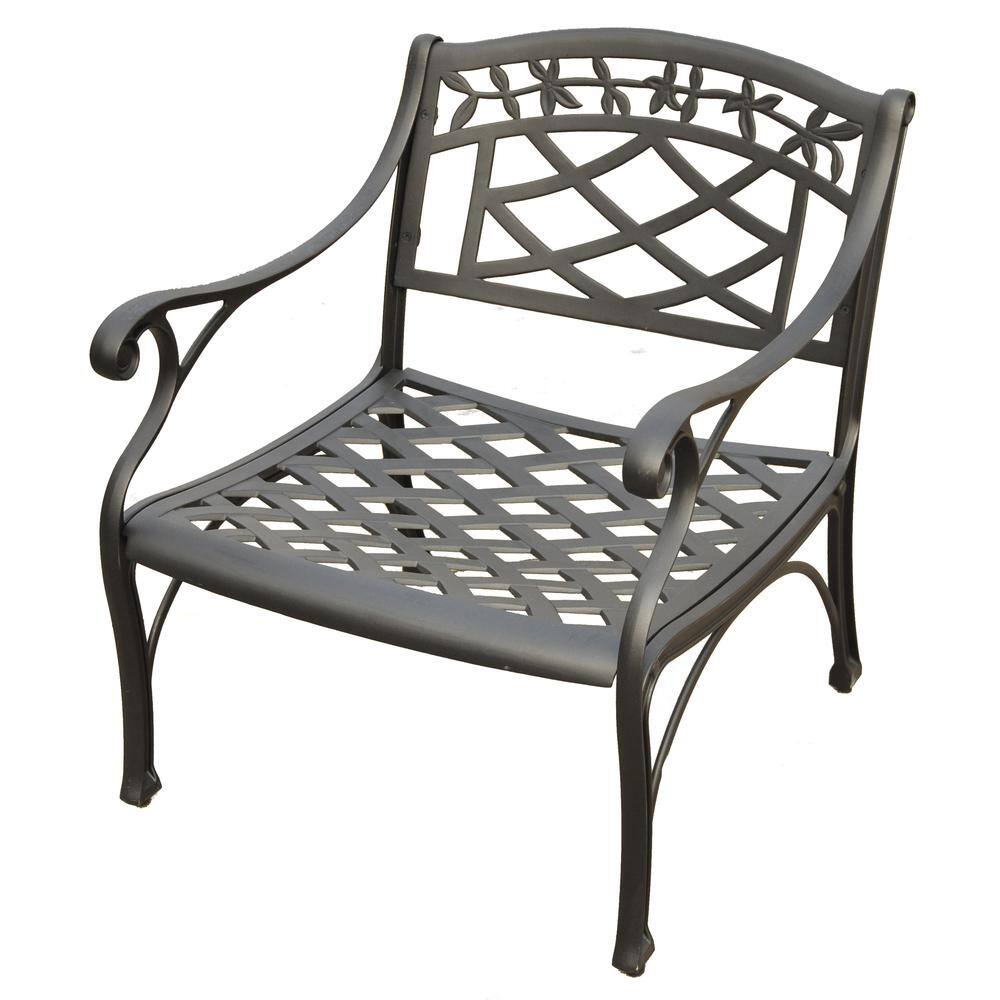 Left. Crosley Furniture - Sedona Cast Aluminum Outdoor Lounge Chair - Black.