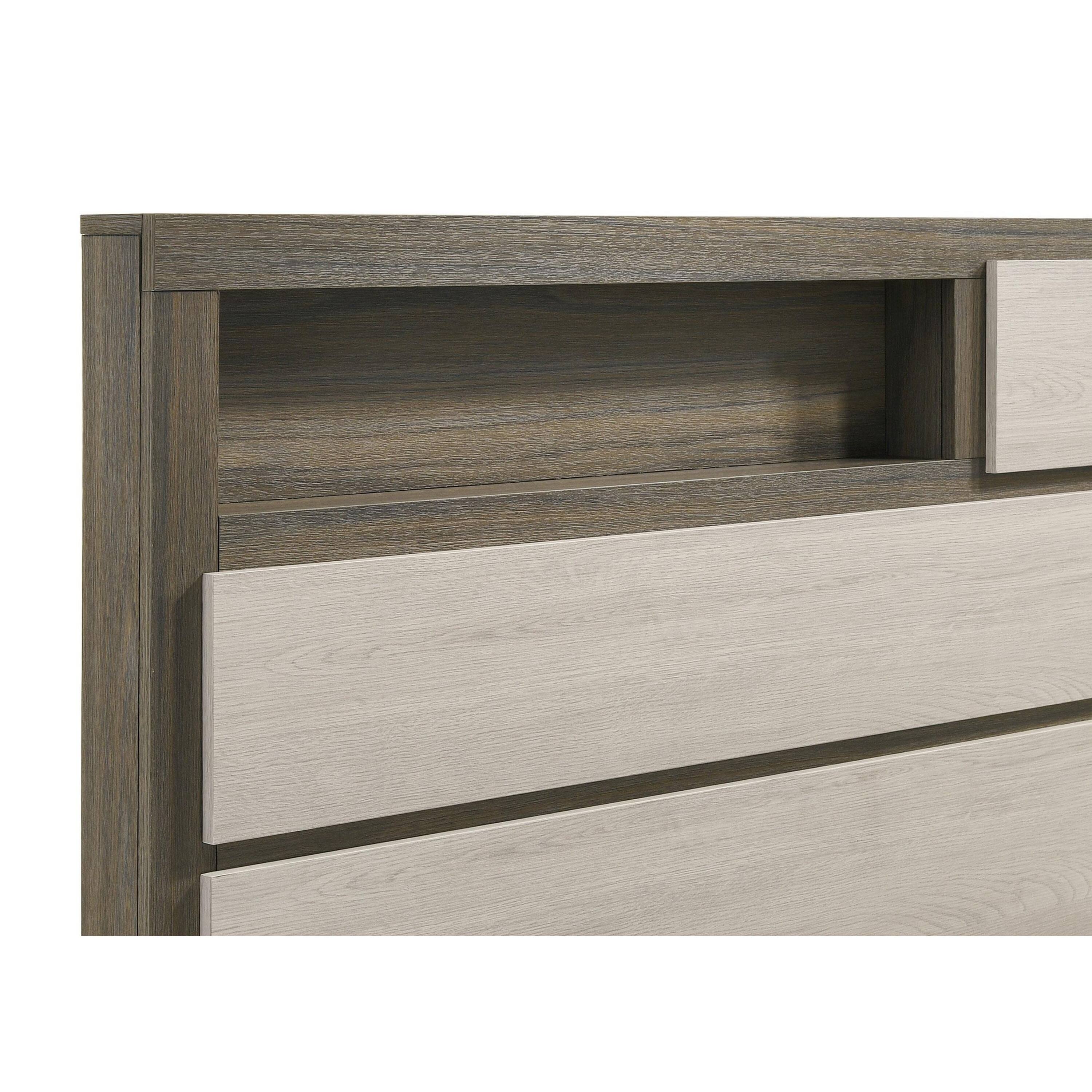 Alt View 3. Manhattan Lane - Fene Queen Size Bed, Bookcase Headboard, Wood Gray, Hidden Storage - Gray.