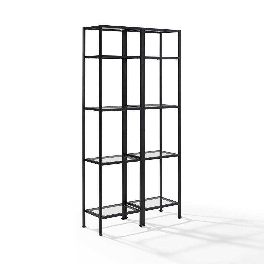 Left. Crosley Furniture - Aimee 2-Piece Etagere Bookcase Set - 2 Narrow Etageres - Oil Rubbed Bronze.