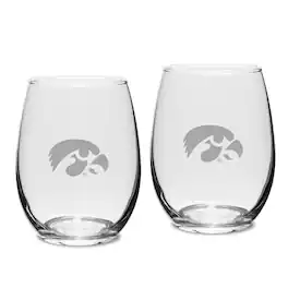 Jardine - Iowa Hawkeyes 15oz. 2-Piece Stemless Wine Glass Set - Multicolor