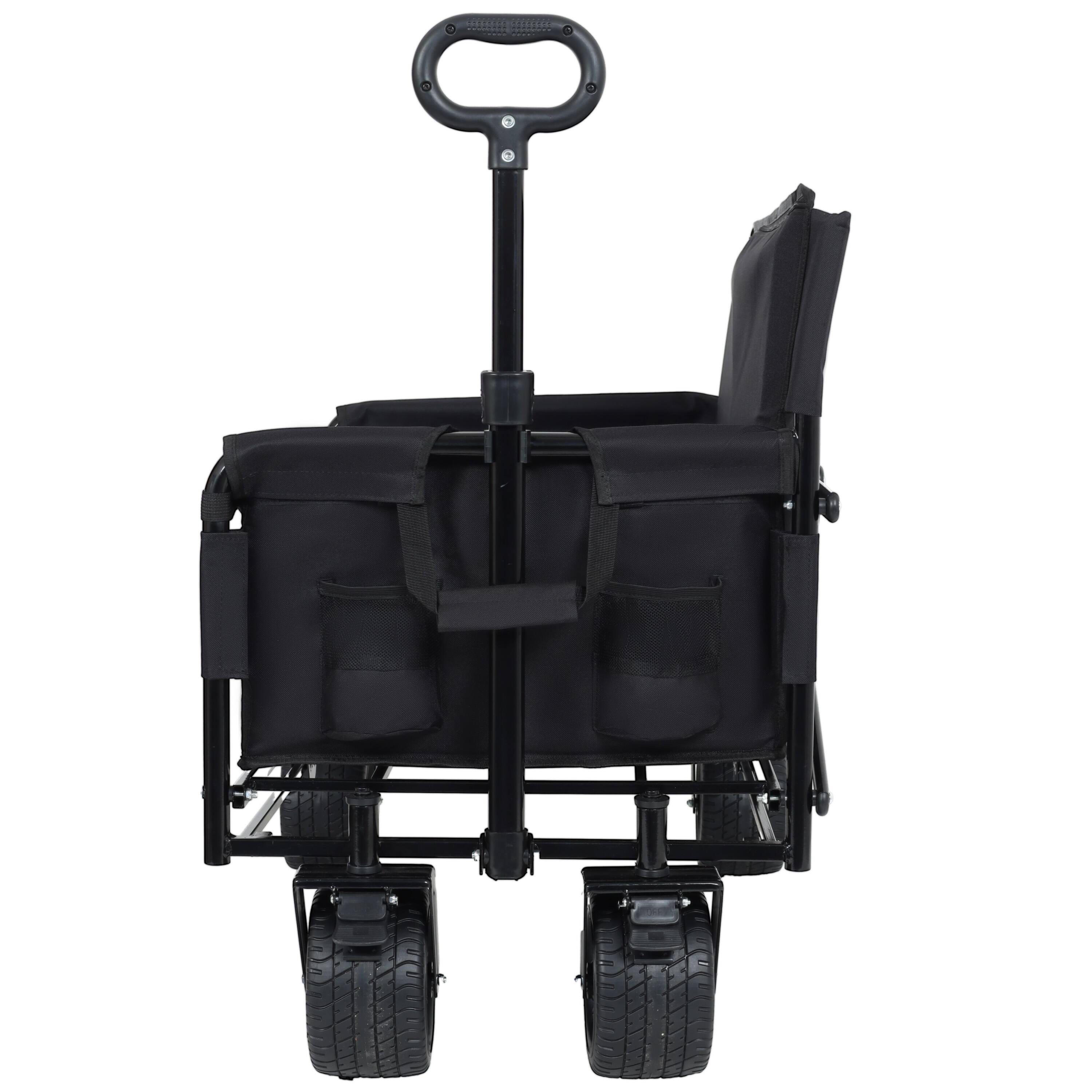 Back. Mondawe - 3-in-1 Convertible Folding Wagon Utility Carts w/ 500LBS Capacity, 180L Space, All-Terrain Wheels for Outdoor Use - Black.