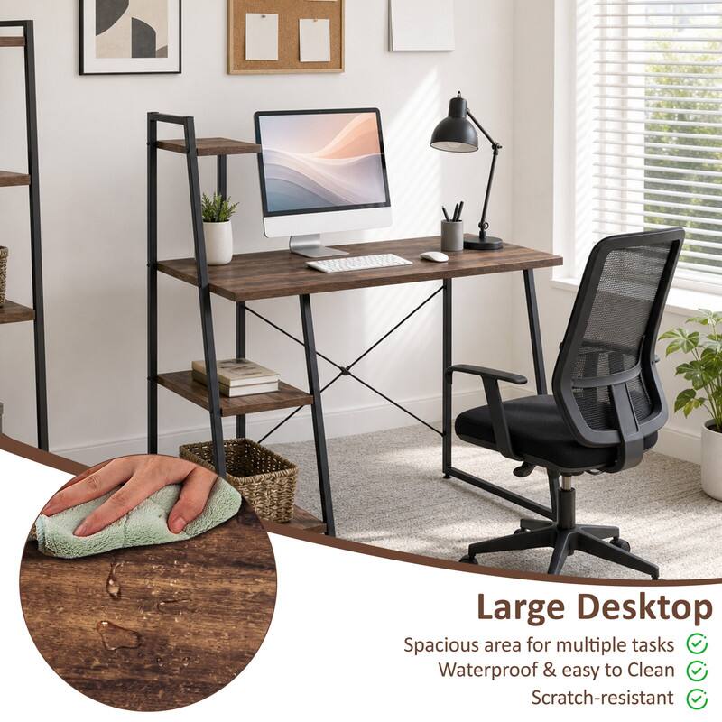 Large Desktop  
Spacious area for multiple tasks  
Waterproof & easy to Clean  
Scratch-resistant