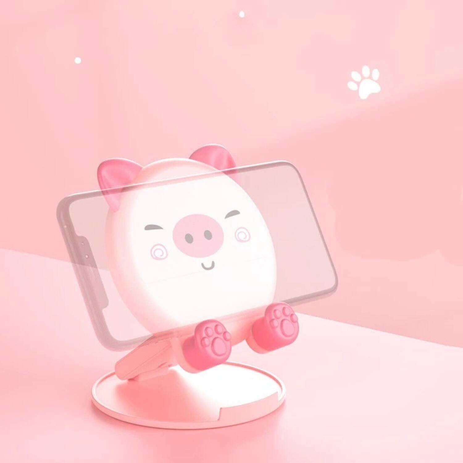Left. Stock Preferred - Cute Cartoon Animal Phone Holder Pig - Pink.