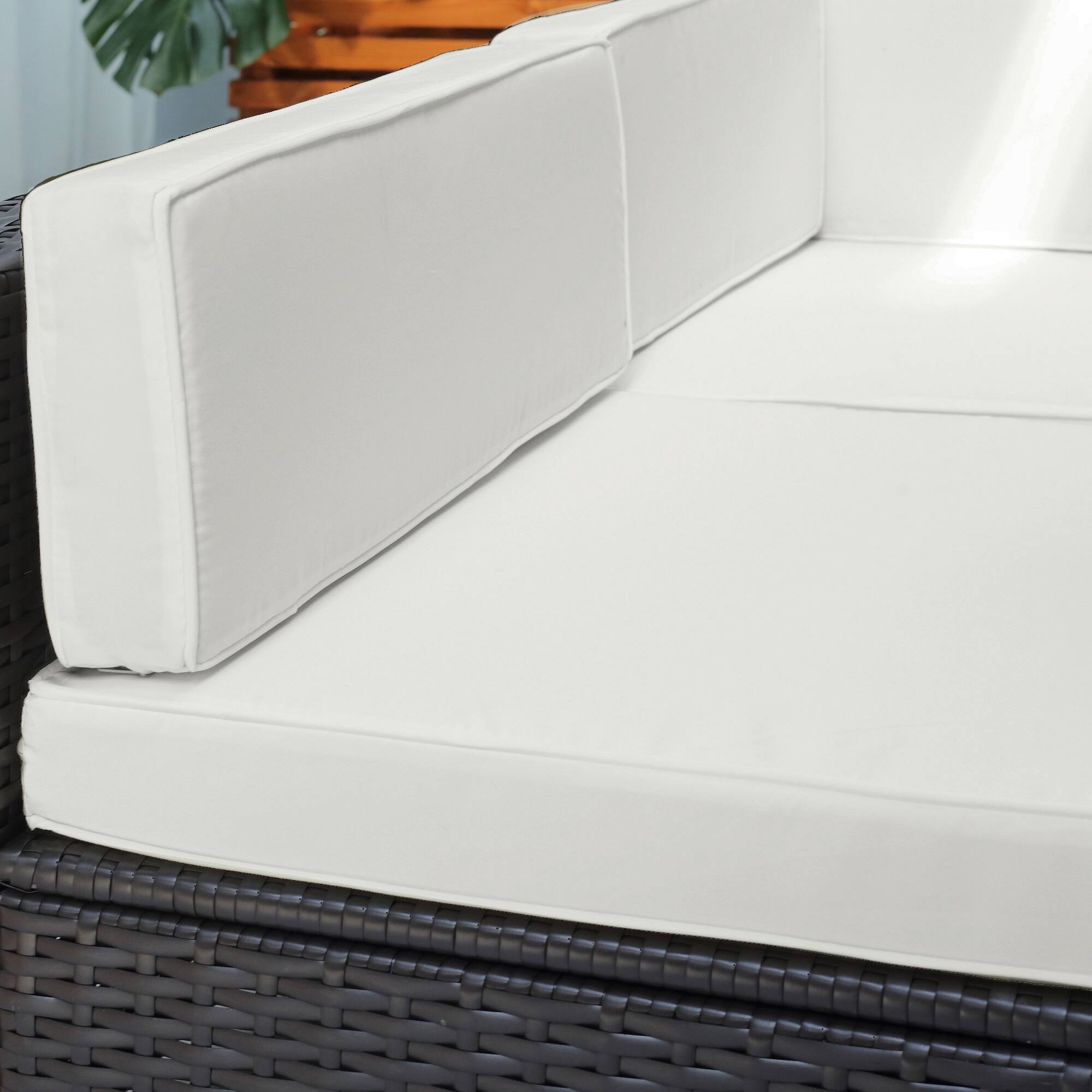 Alt View 7. Outsunny - Piece Outdoor Patio Sofa Set with Cushions, All Weather PE Rattan Sectional Sofa, Glass Top Coffee Table - Beige.