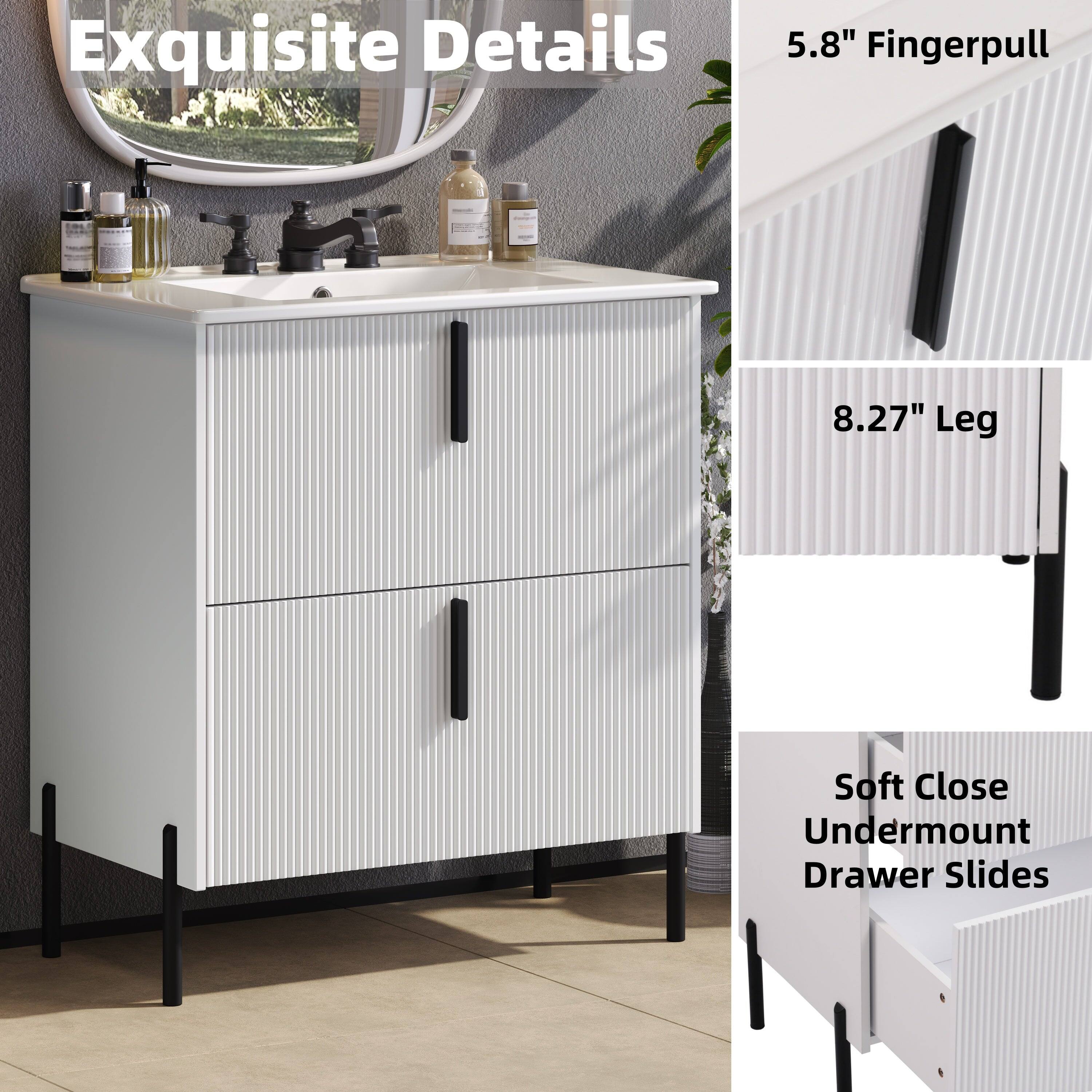 Exquisite Details

5.8" Fingerpull

8.27" Leg

Soft Close Undermount Drawer Slides