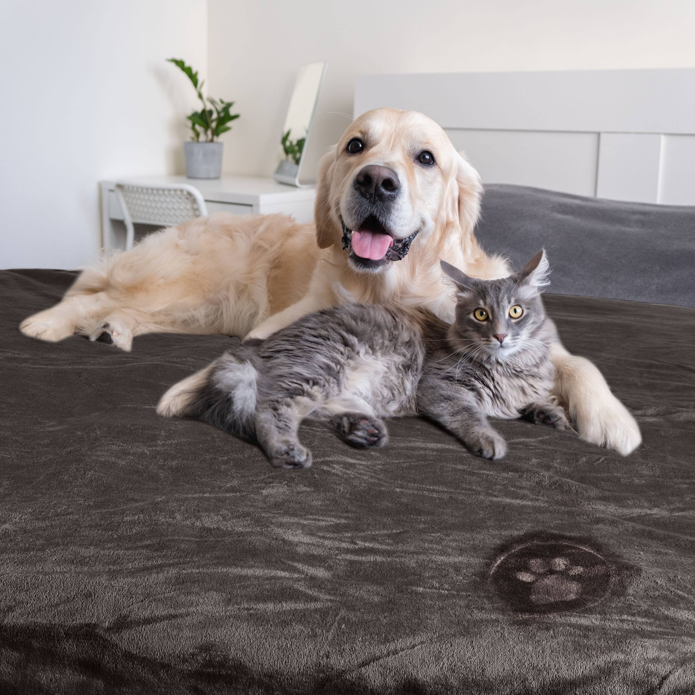 Alt View 7. PetMaker - Dog Blanket 60x70in Reversible Sherpa Blanket Throw Blankets for Bed, Couch, or Car Machine Washable Puppy Essentials - Charcoal.
